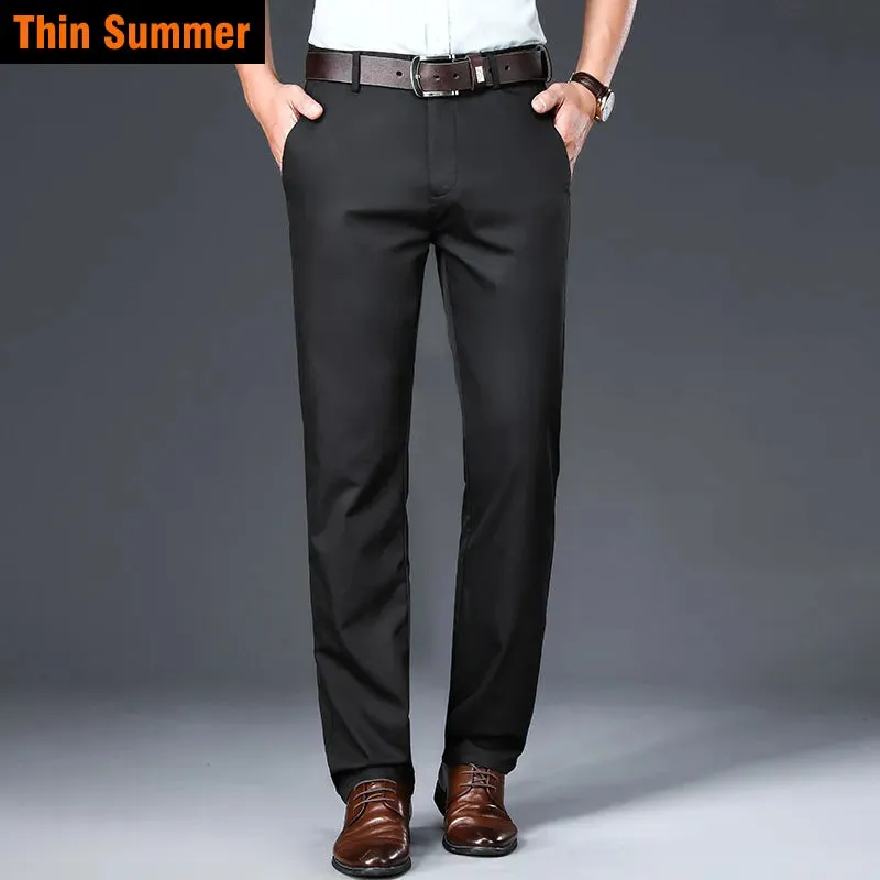 2020 Autumn New Men's Bamboo Fiber Casual Pants Classic Style Business Fashion Khaki Stretch Cotton Trousers Male Brand Clothes