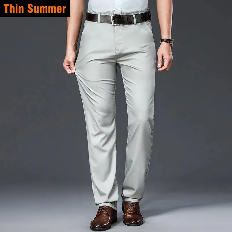 2020 Autumn New Men's Bamboo Fiber Casual Pants Classic Style Business Fashion Khaki Stretch Cotton Trousers Male Brand Clothes