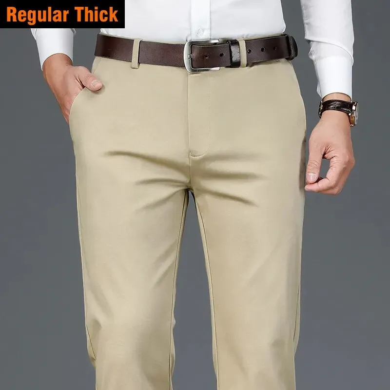 2020 Autumn New Men's Bamboo Fiber Casual Pants Classic Style Business Fashion Khaki Stretch Cotton Trousers Male Brand Clothes