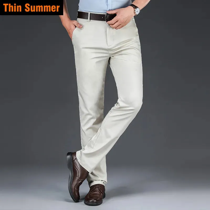 2020 Autumn New Men's Bamboo Fiber Casual Pants Classic Style Business Fashion Khaki Stretch Cotton Trousers Male Brand Clothes