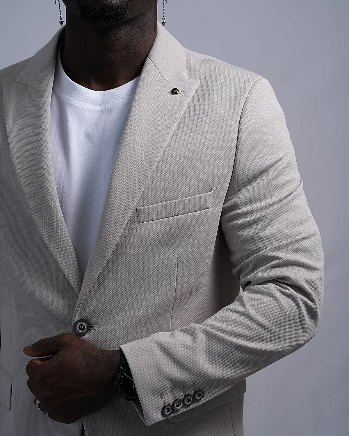 2H #26924 Light Beige One Button Blazer