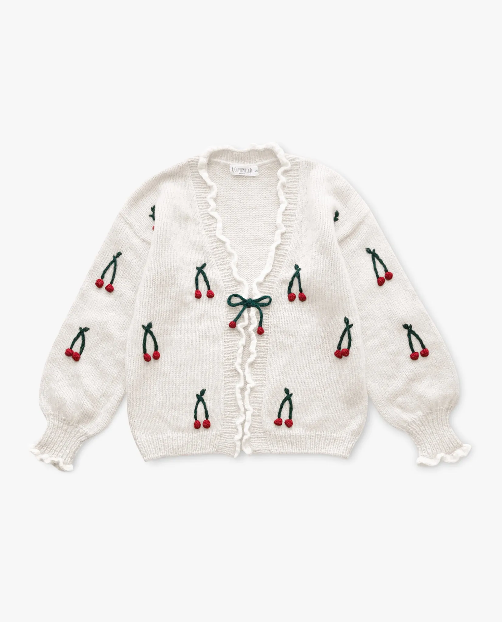 Adult Cardigan Cherries | off white