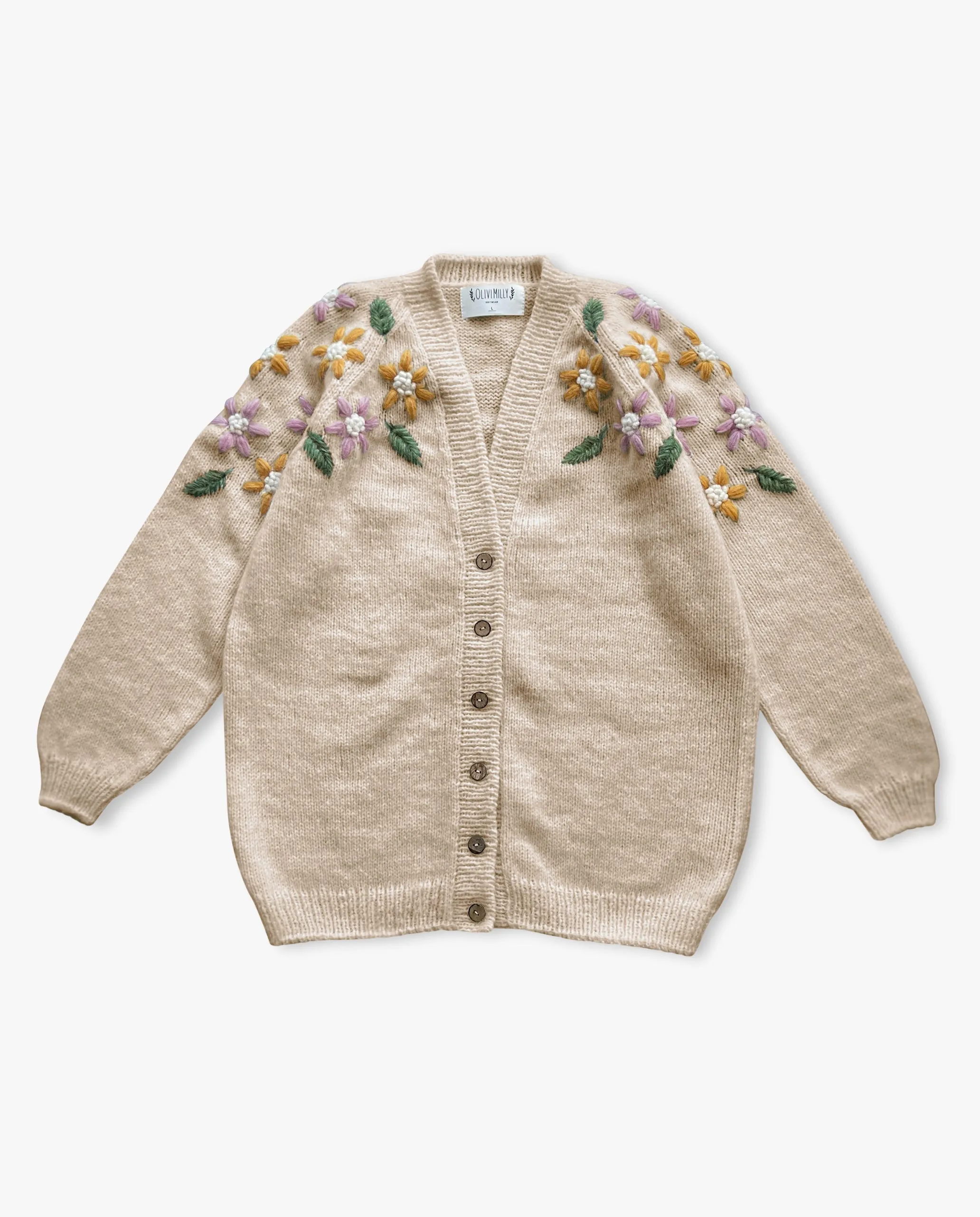 Adult Flower Rain cardigan | Wheat