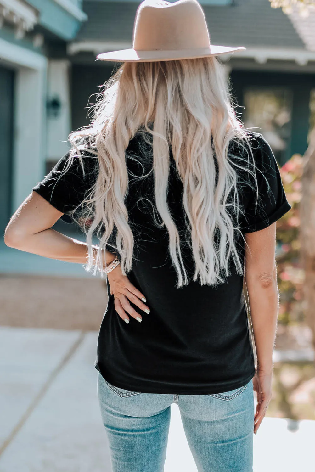 American Flag Graphic Crew Neck T Shirt