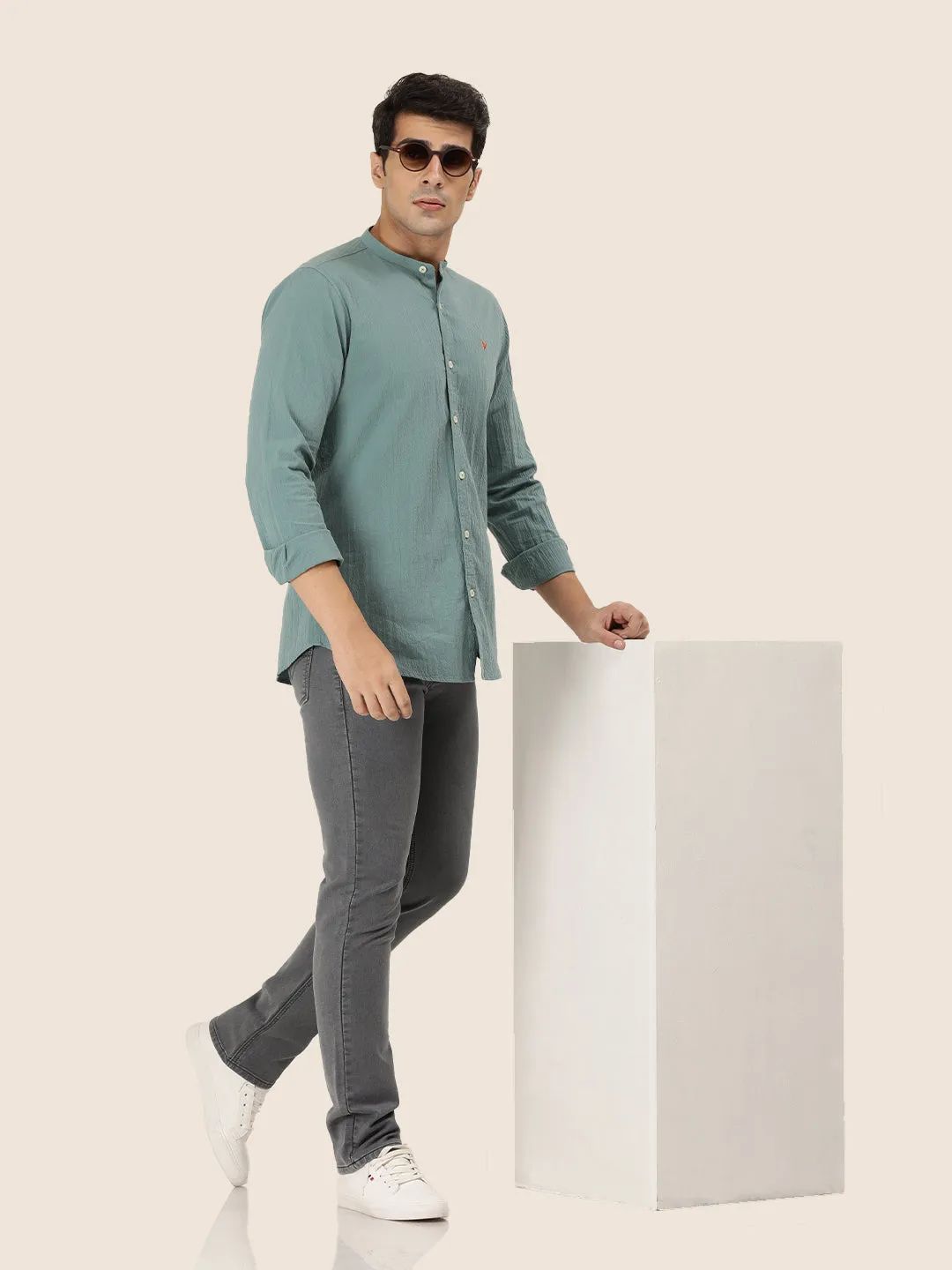 Amswan Premium Men'S Grey Dirty Wash Classic Fit Jeans