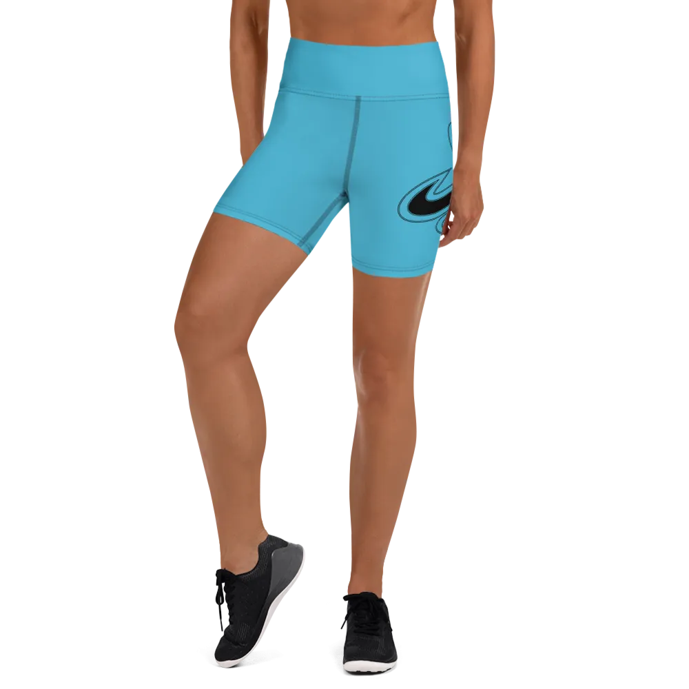 Athletic Apparatus Blue 7 Black logo Yoga Shorts