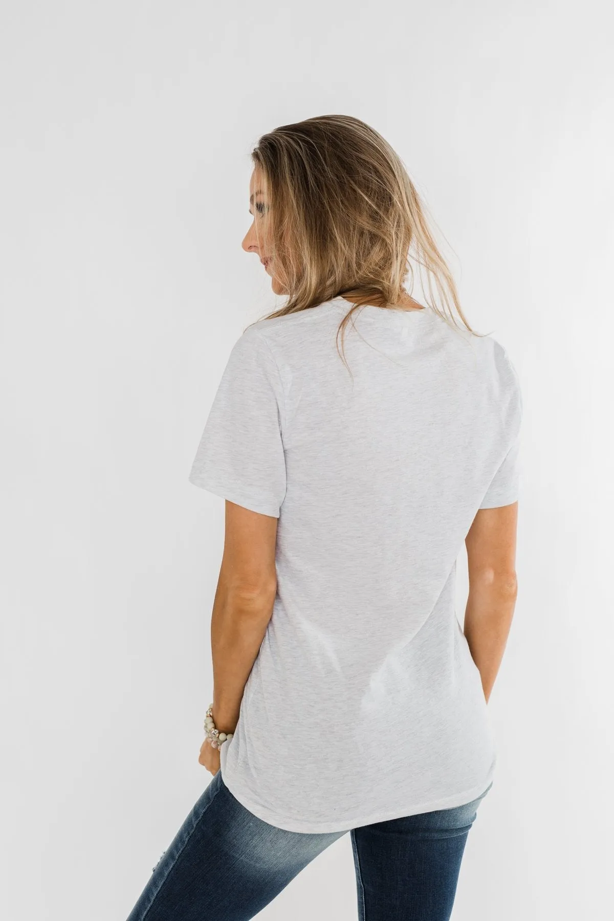 Be Kind With A Heart Graphic Tee- Heather Grey