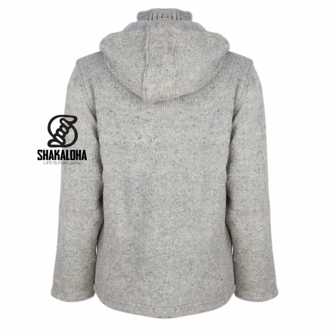 Beige Woollen Cardigan with a Detachable Hood