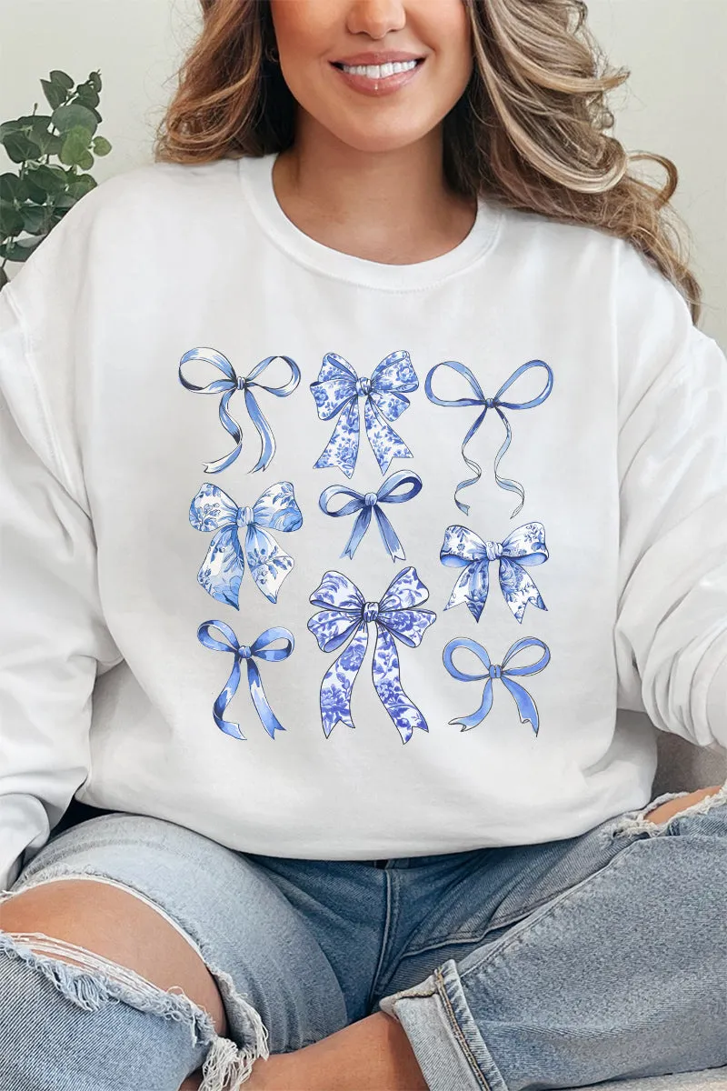 Blue Chinoiserie Bows Unisex NuBlend Crew Sweatshirt