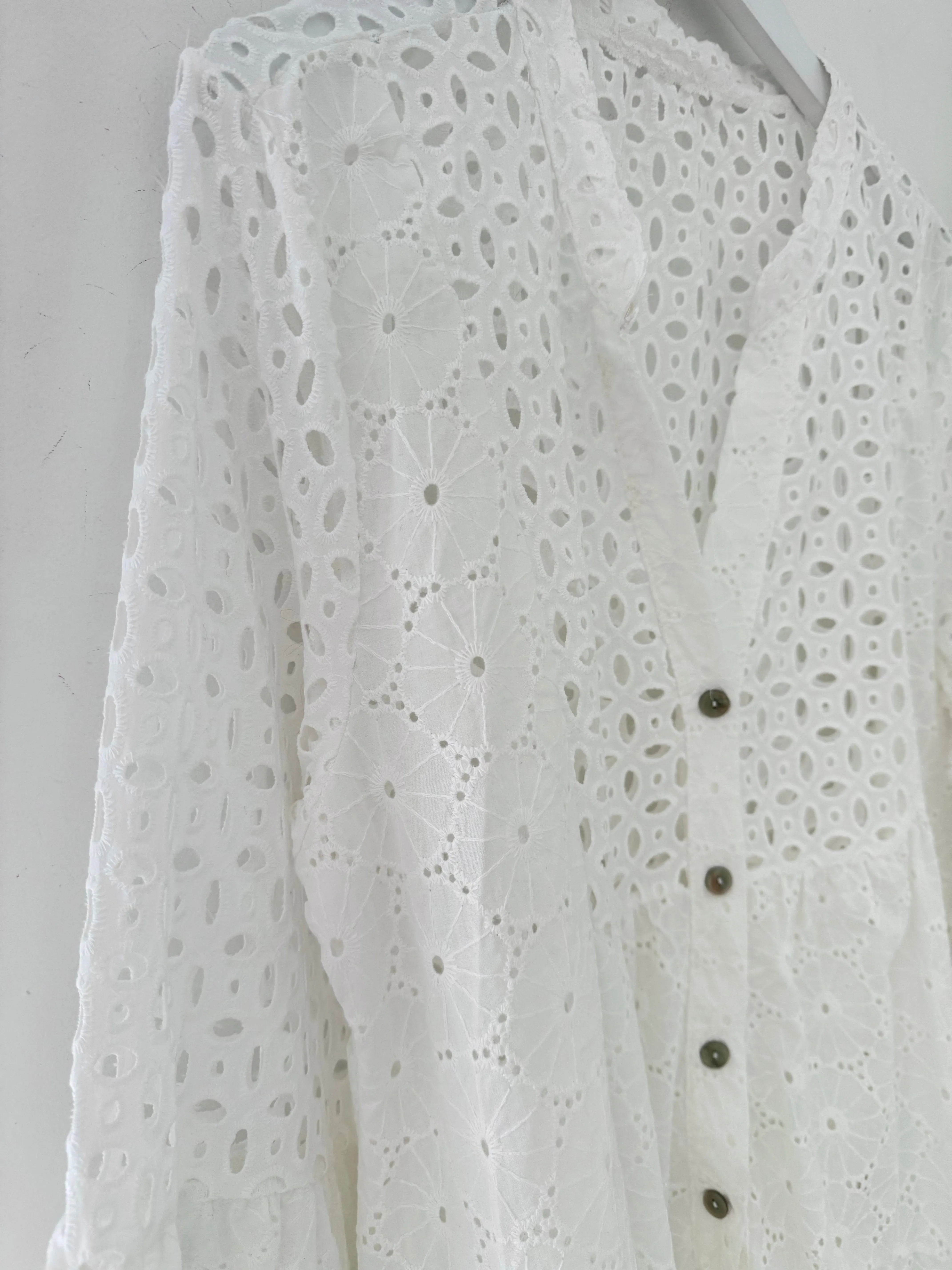 Broderie Anglaise Tiered Dress in White