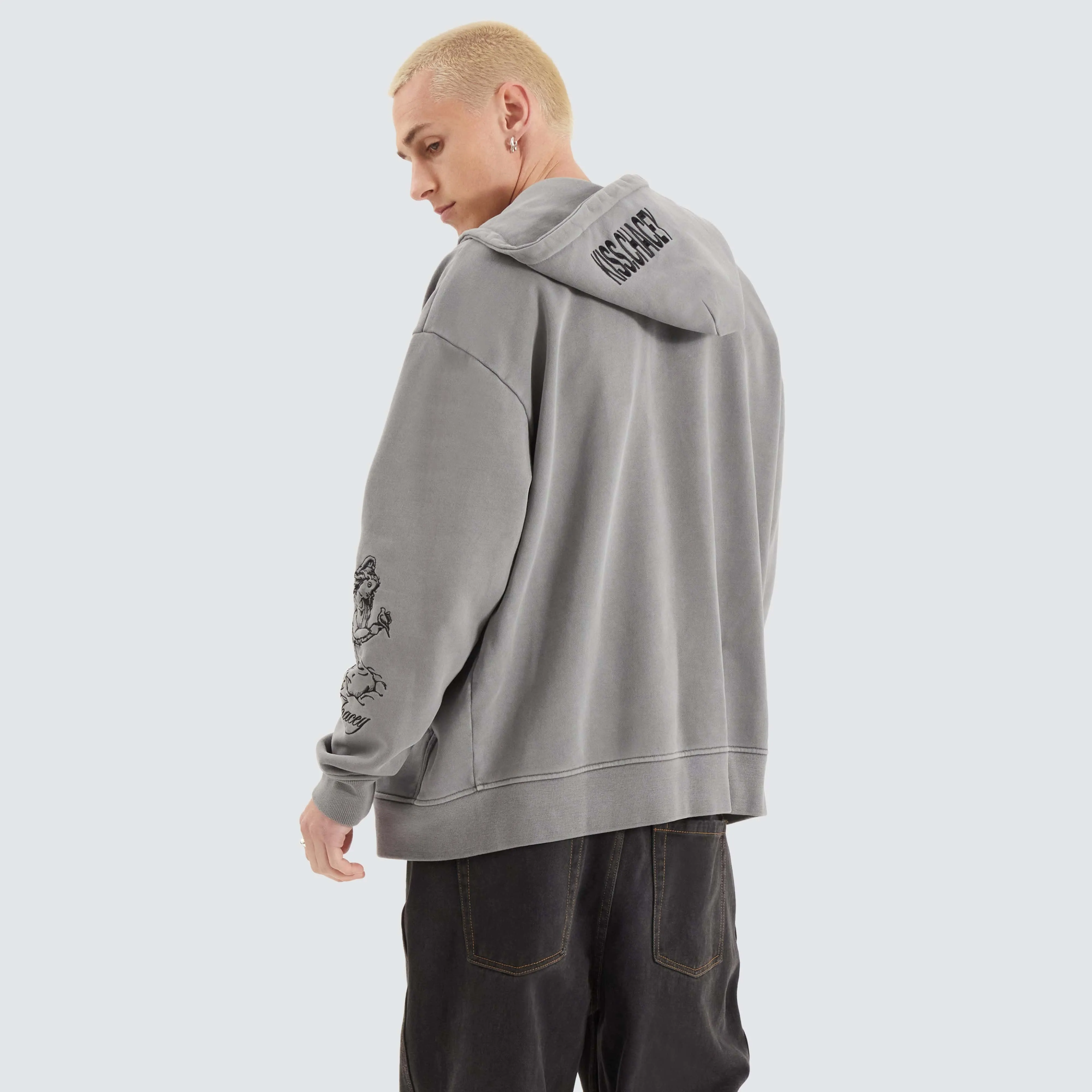 Celestial Heavy Relaxed Hooded Zip Jumper Pigment Frost Grey