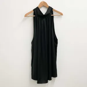 City Chic Black High Neck Satin Sheen Sleeveless Top UK 22