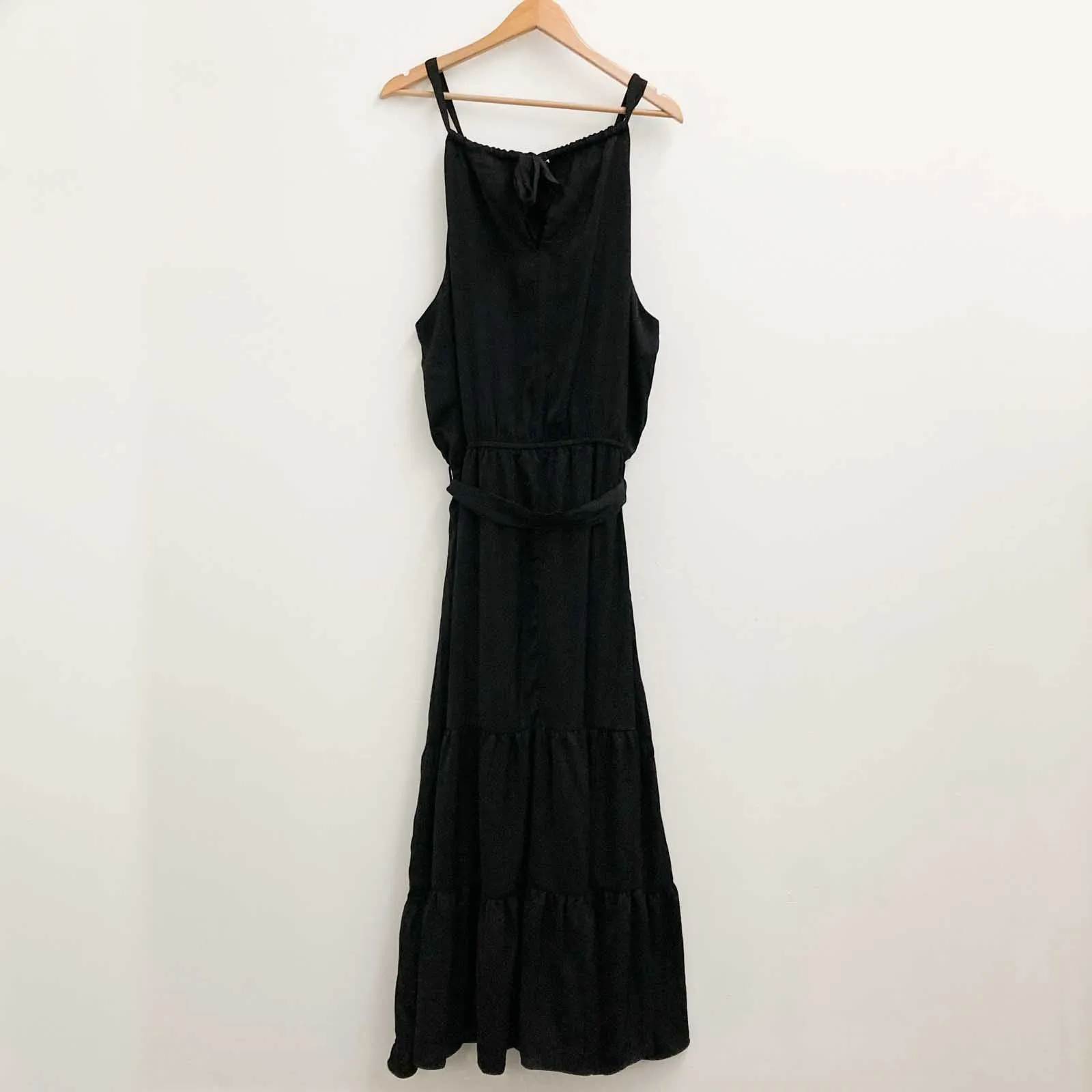 City Chic Black High Neck Tiered Maxi Dress UK 22