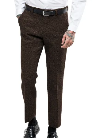 Coffee Vintage Men's Formal Straight Suit Pants