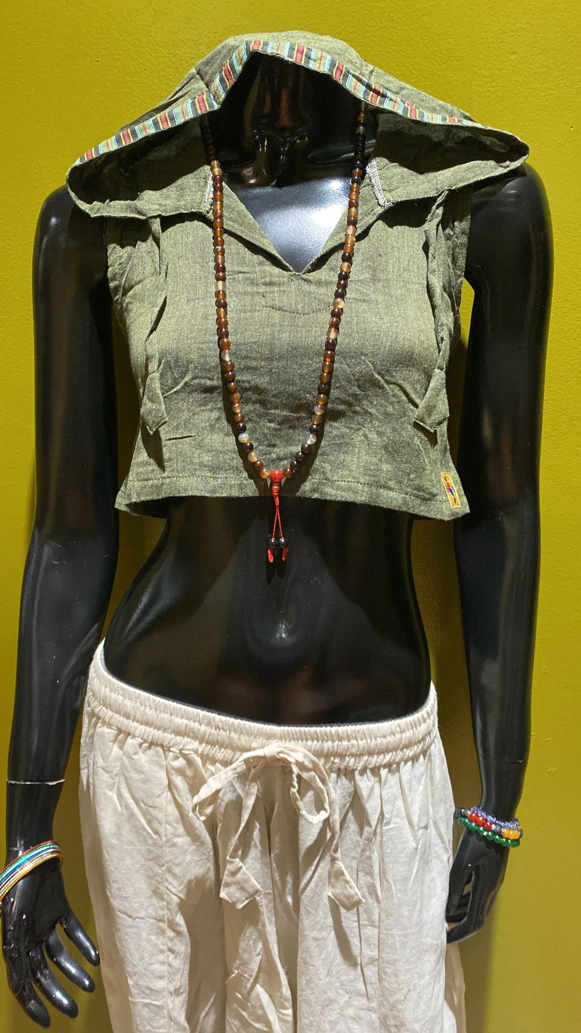 Cotton Sleeveless Crop-Top Hoodie – Prepack of 4 Sizes - Solid
