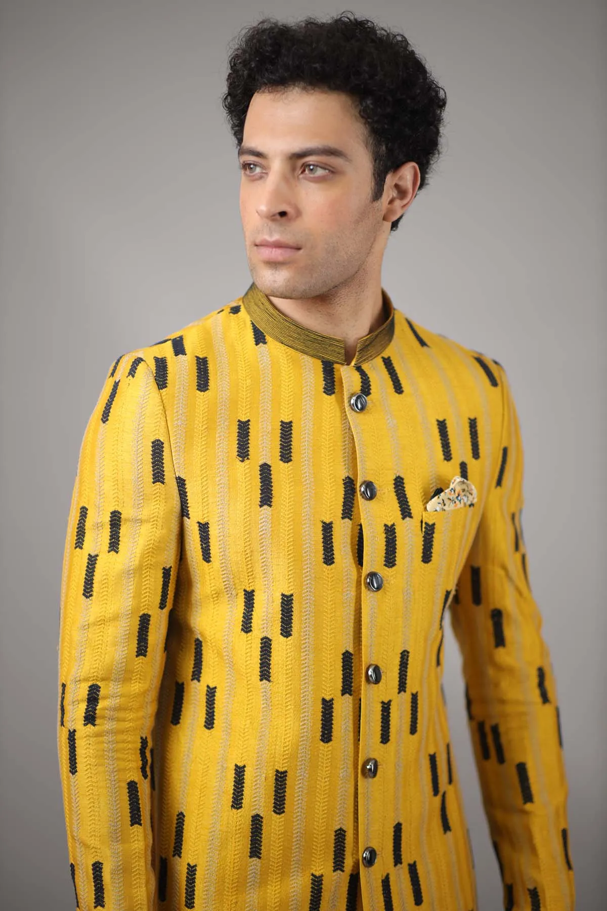 Dola Silk Textured Sherwani Set