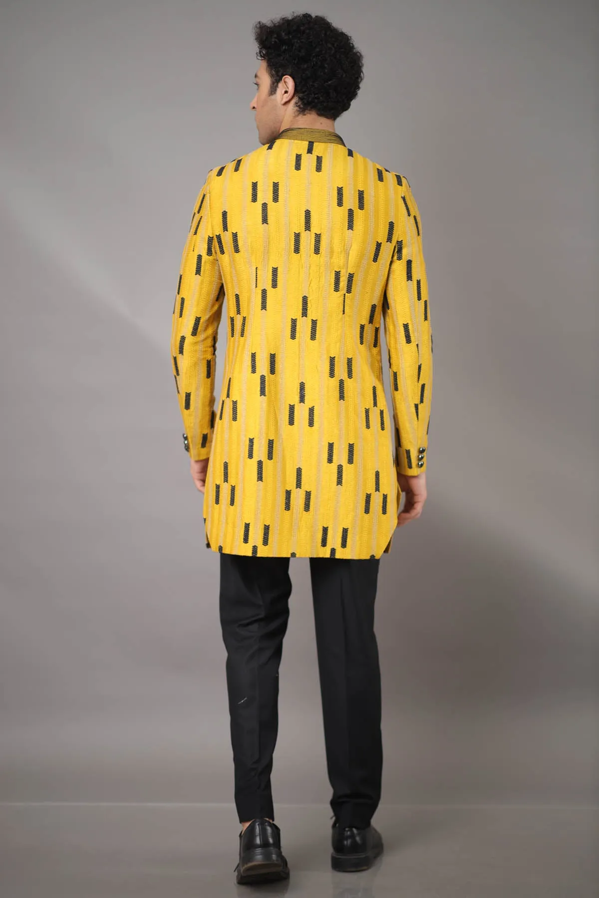 Dola Silk Textured Sherwani Set