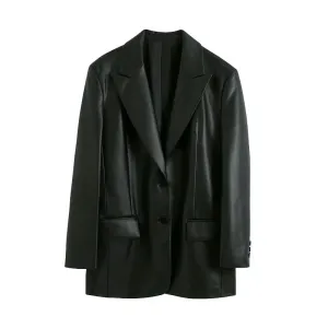 DOUBLE BUTTON VEGAN BLAZER