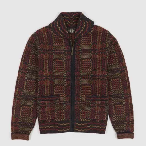 Double RL Knitted Jacquard Full- Zip Cardigan