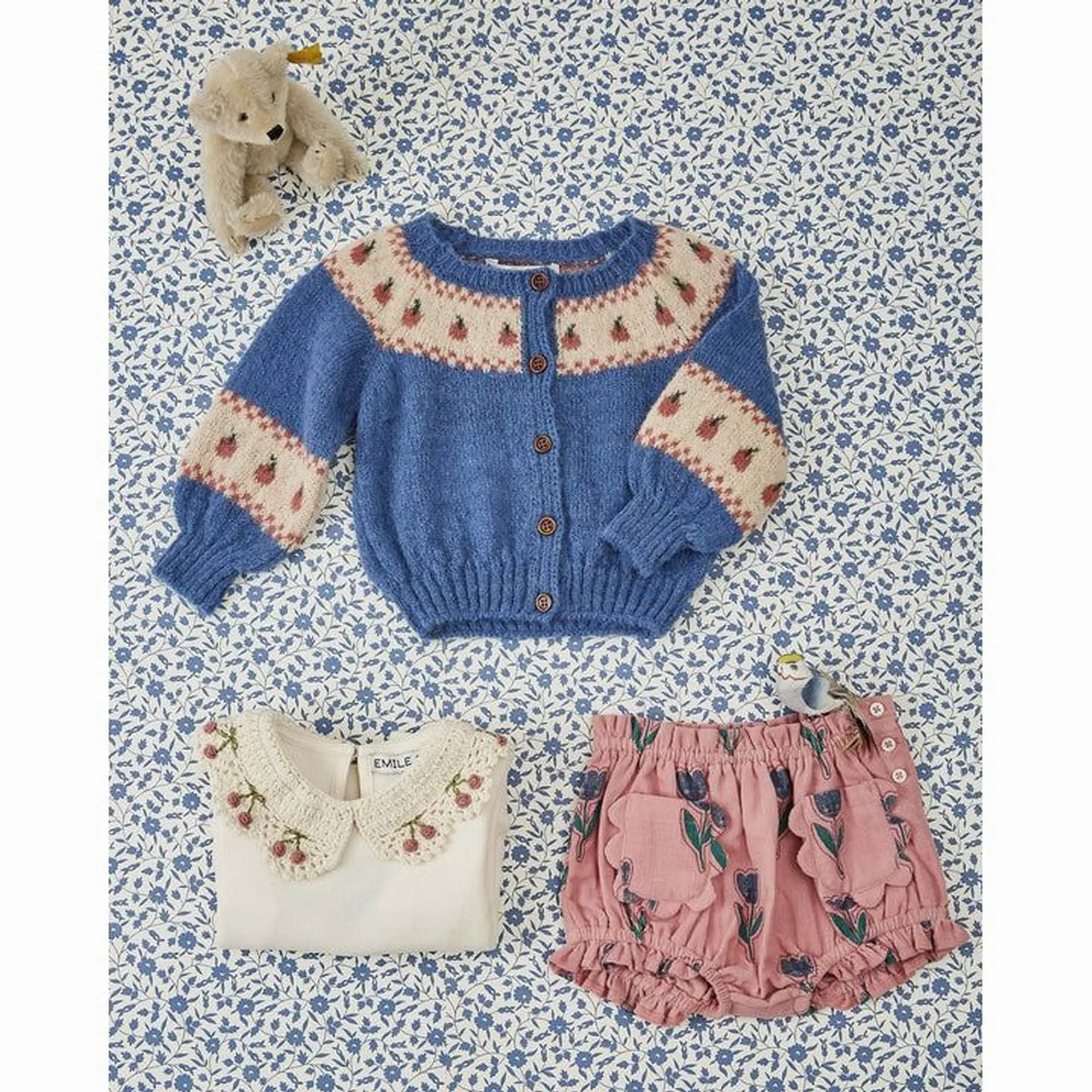 Emile et Ida Apple Cardigan – Bleu