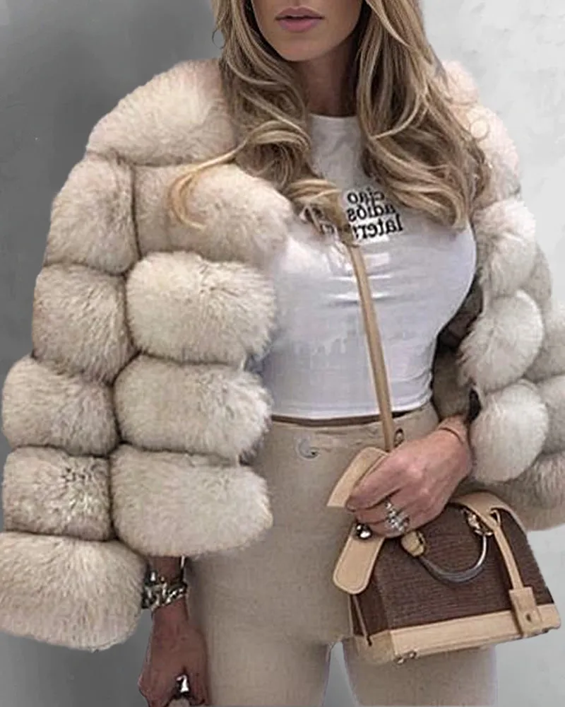 Faux Fox Fur Coat Short Jacket Winter Warm Outwear
