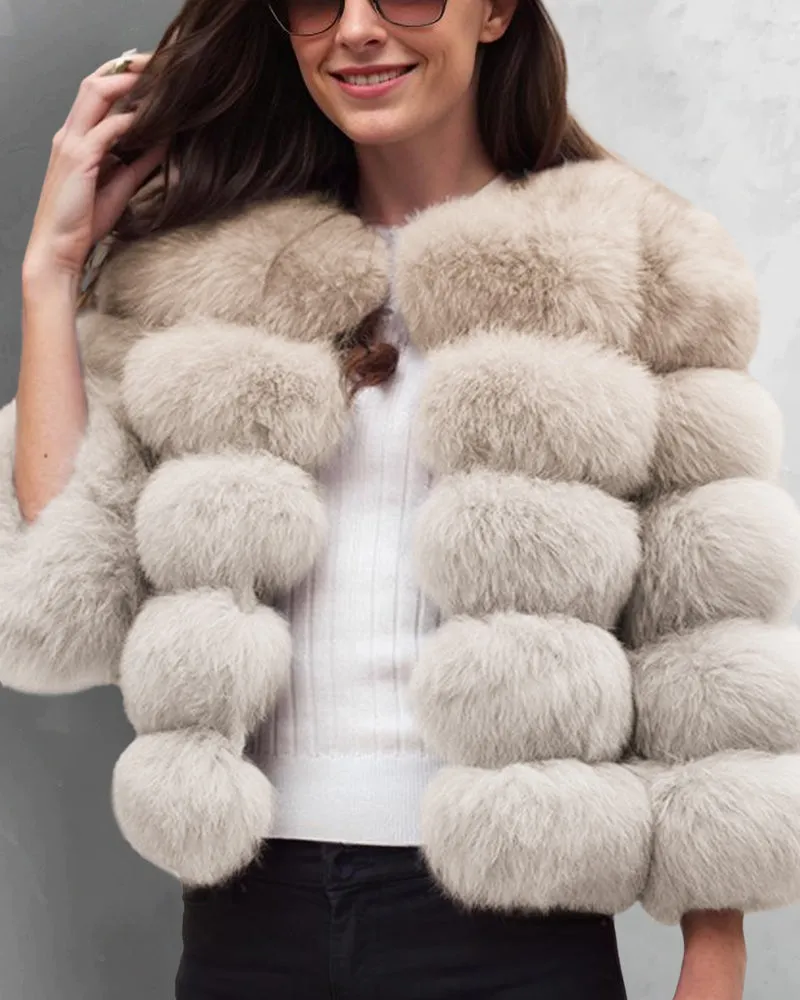 Faux Fox Fur Coat Short Jacket Winter Warm Outwear