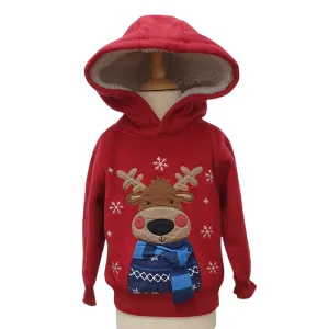 George Red Thick Fleece Reindeer Christmas Hoodie - Unisex 2-3yrs