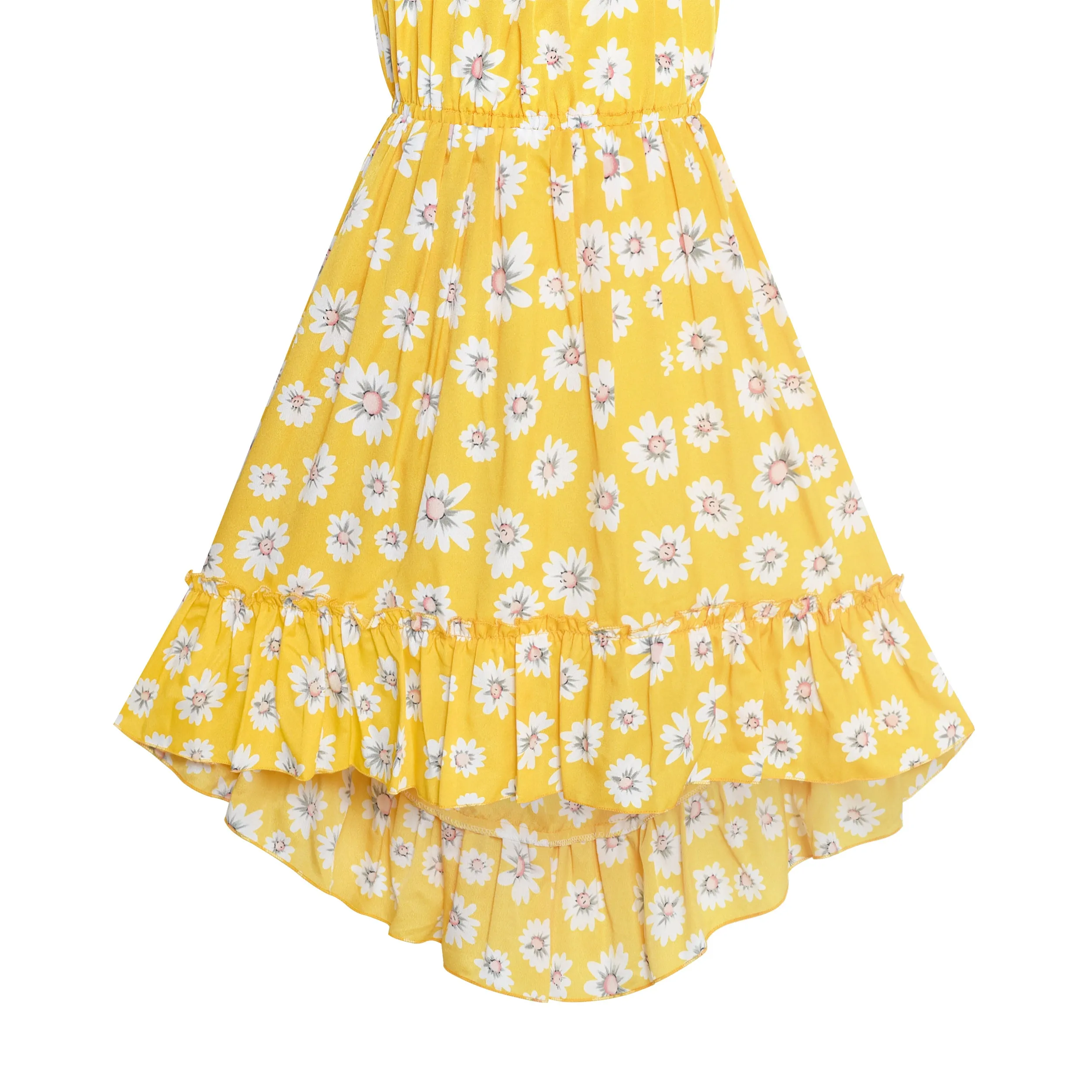 Girls Dress Flower Asymmetrical Hem Skirt Tank Dress Size 6-14 Years