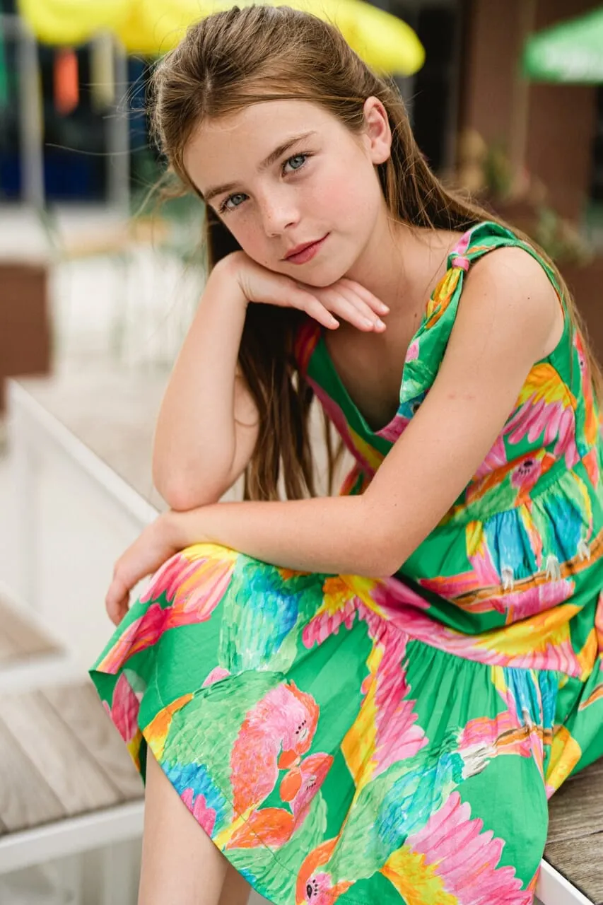 Girls Olivia Dress- Tropical Green