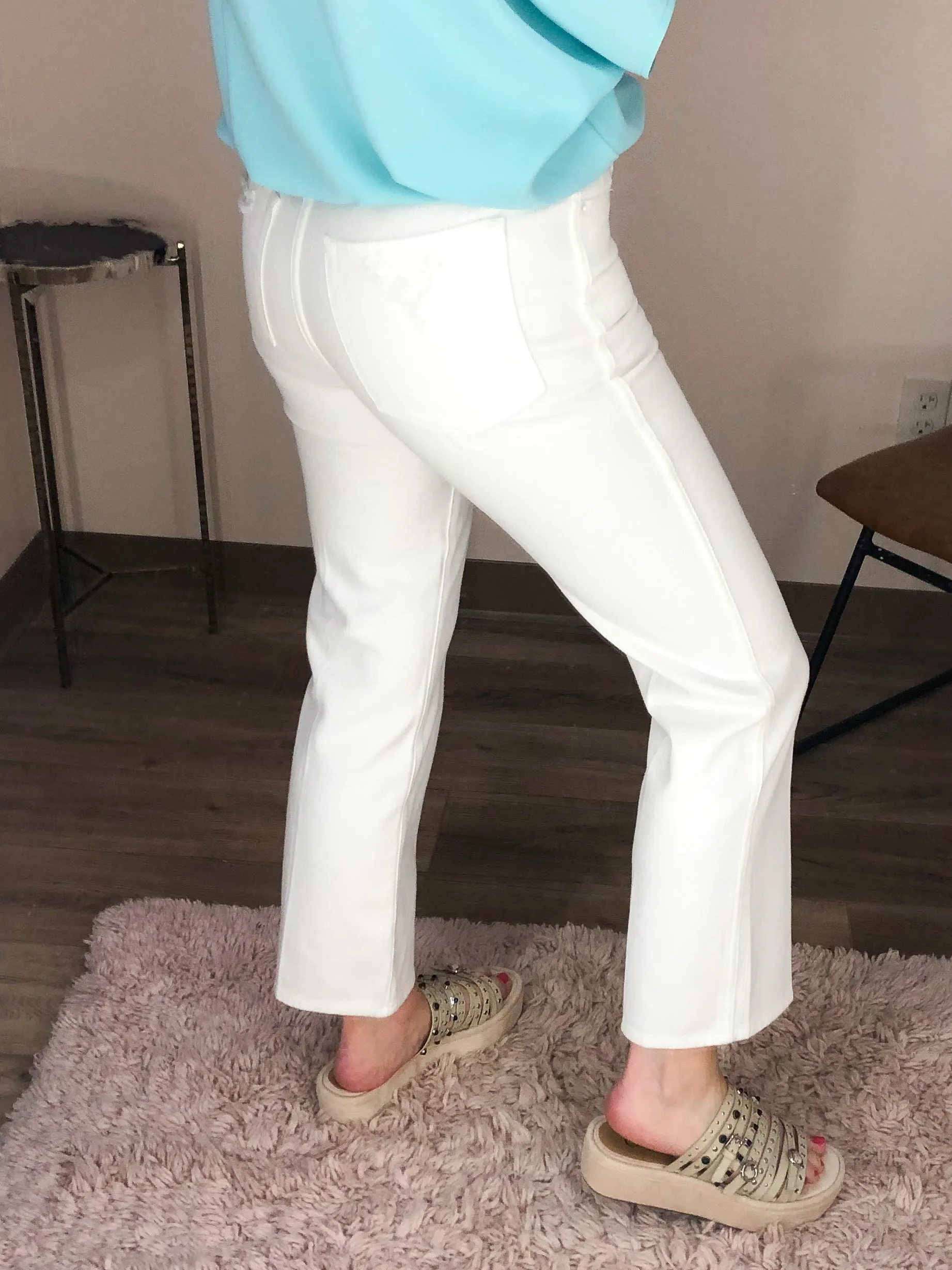 Good Curve White Straight Jeans