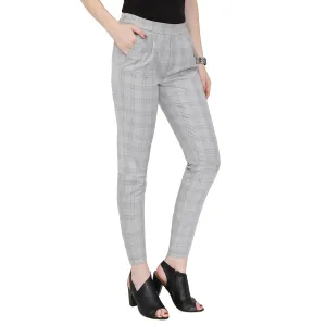 Grey Checks Formal Pants