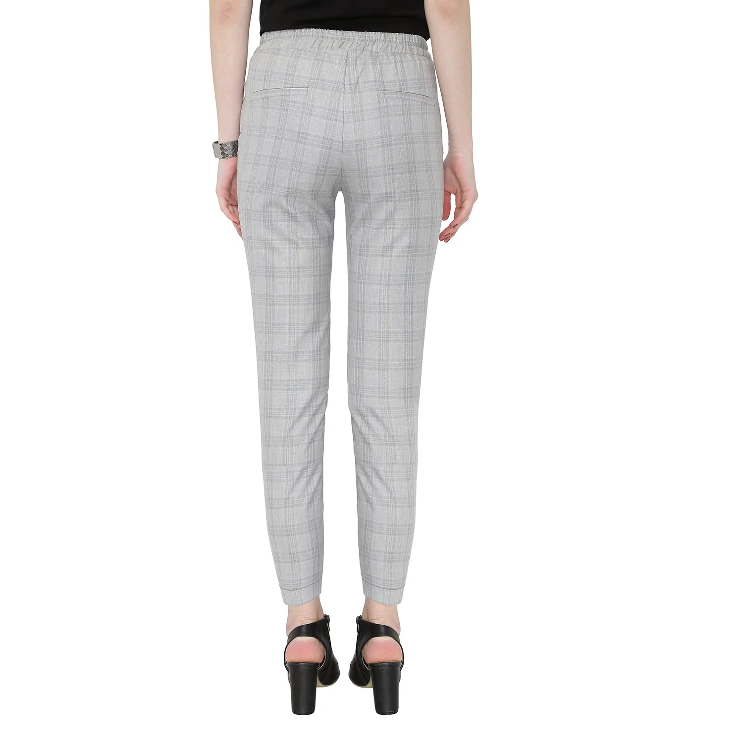 Grey Checks Formal Pants