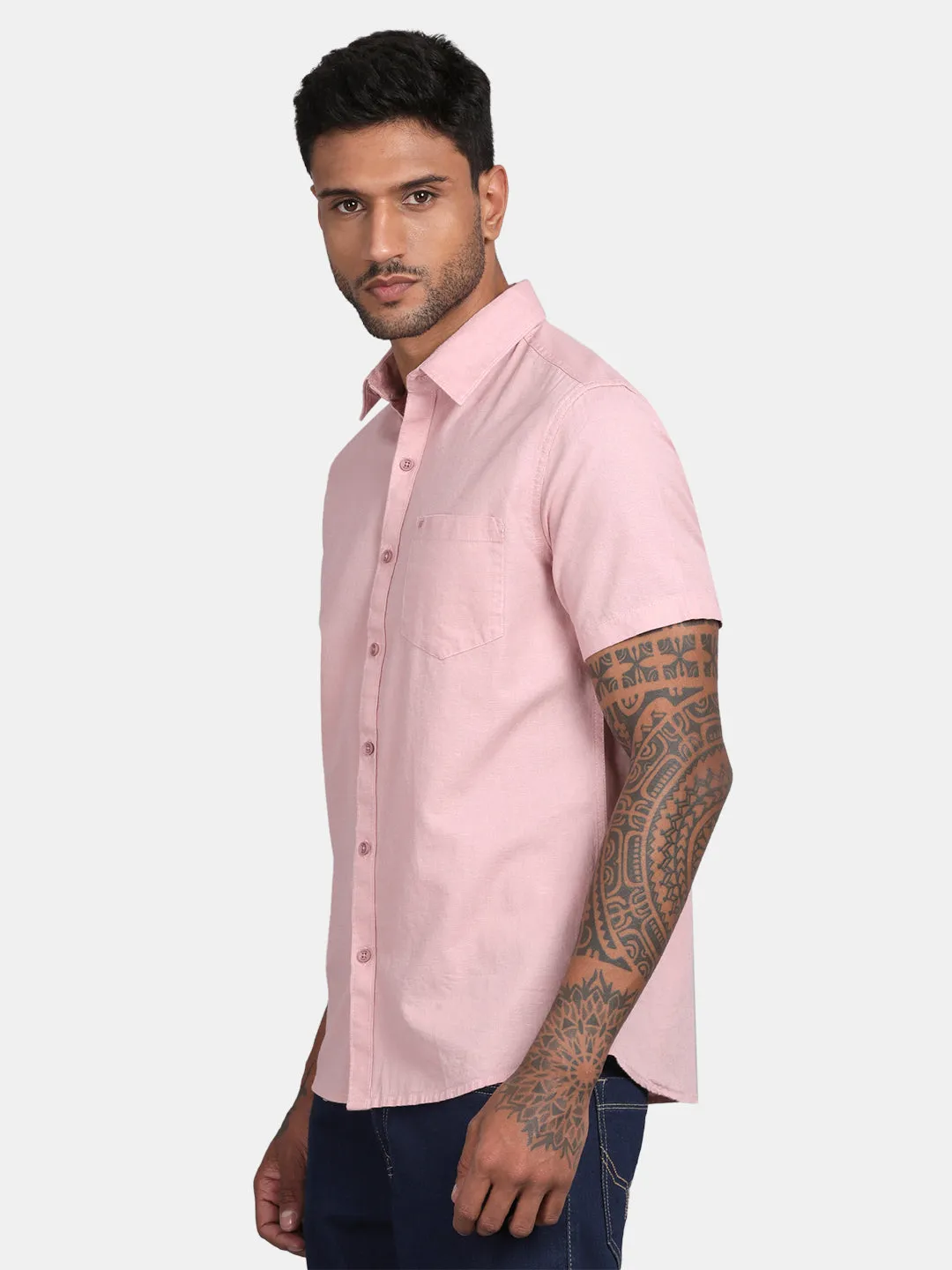 HALF SLEEVE COTTON LINEN SHIRT