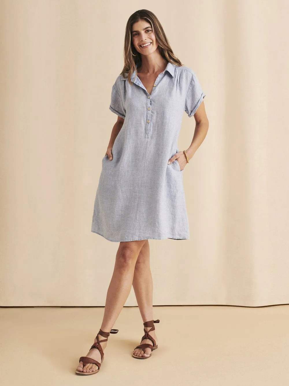 Hana Dress - Blue Basket Weave