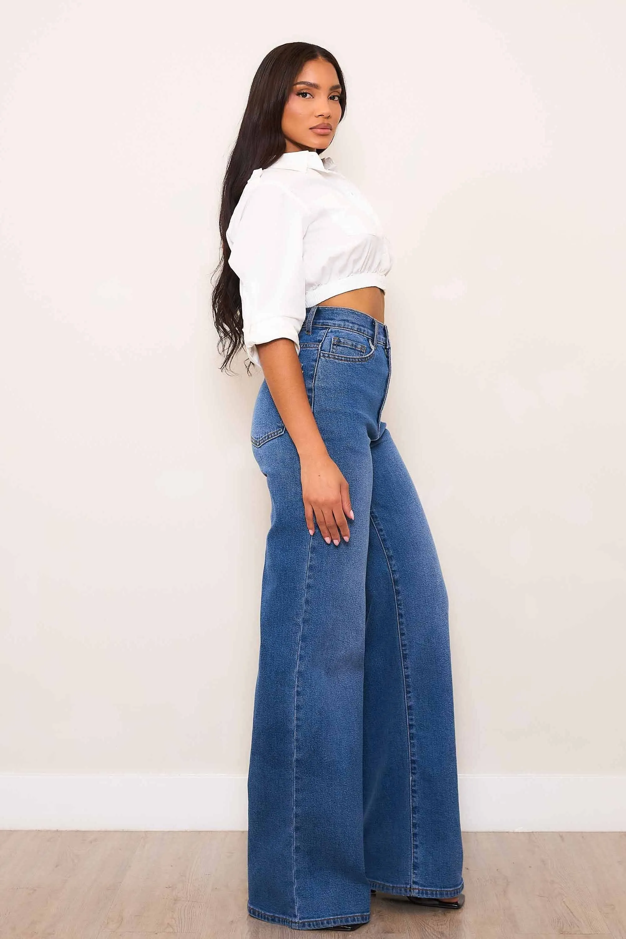 High-Rise Essential Wide Leg Jeans