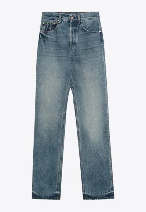 High-Waisted Faded Jeans