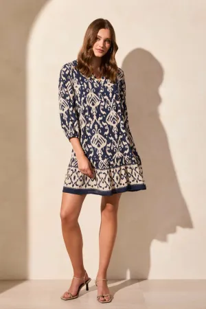 Jet Blue Border Print Dress