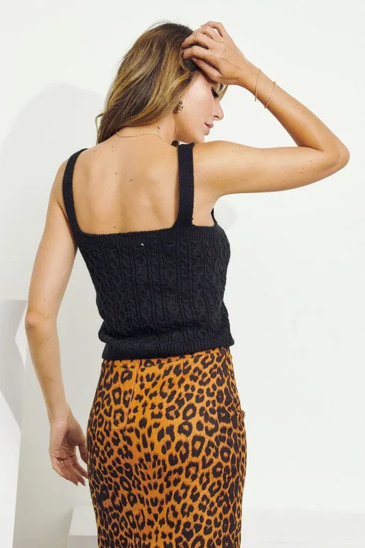 J.NNA Square Neck Pearled Sleeveless Top