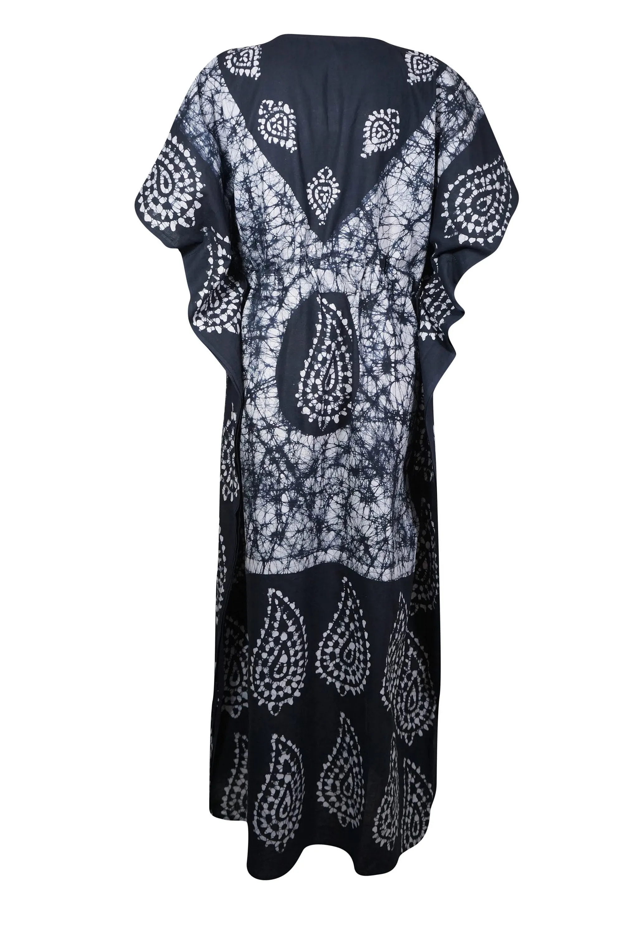 Kaftan for Women Maxi Dress Gift For Mom, Black White Batik Housedress 4XL