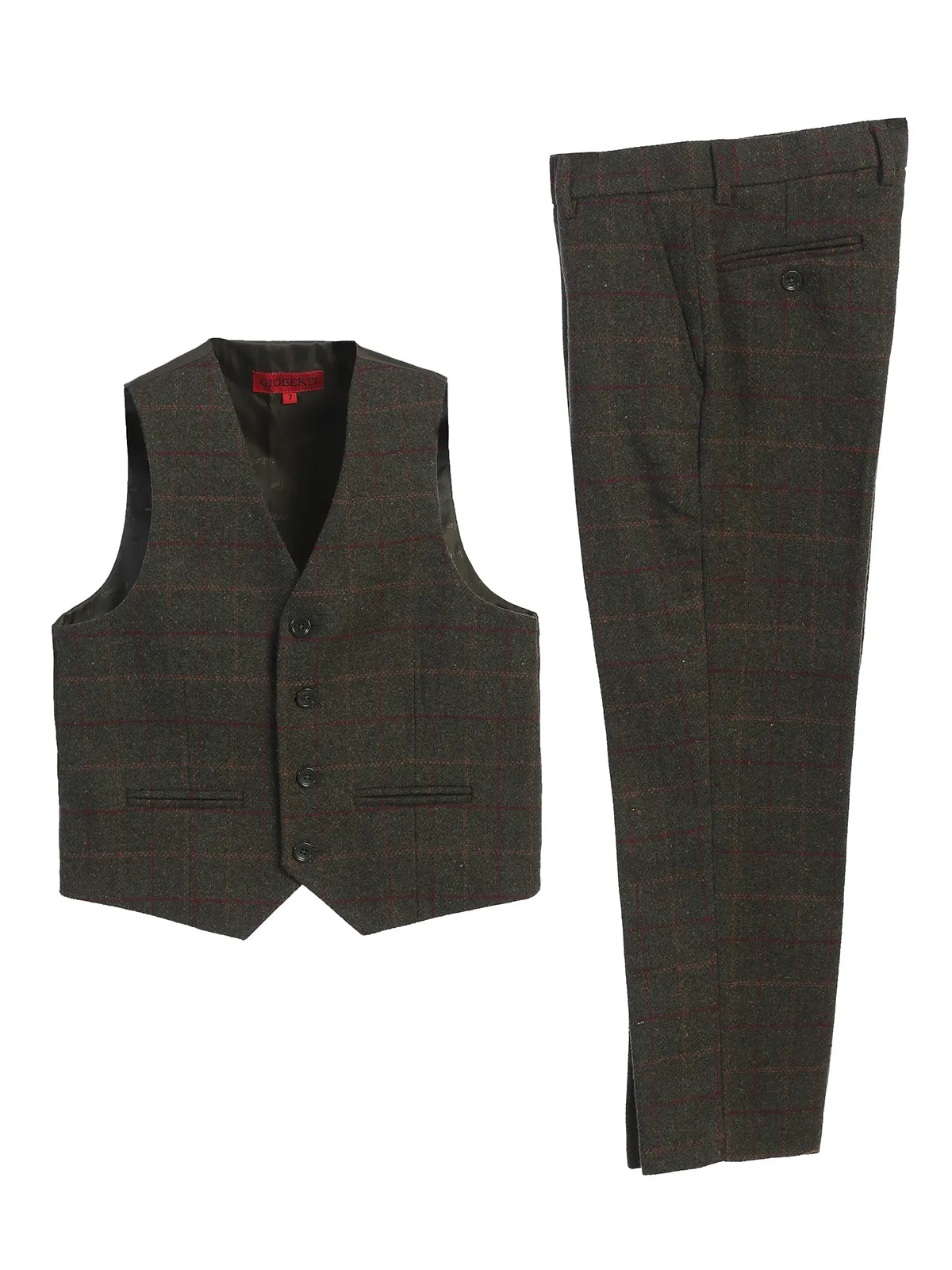 Kid's (2T-7) Plaid Vest Set