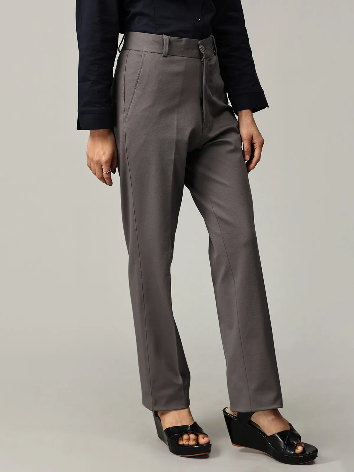 Light Grey Formal Straight Leg Pants