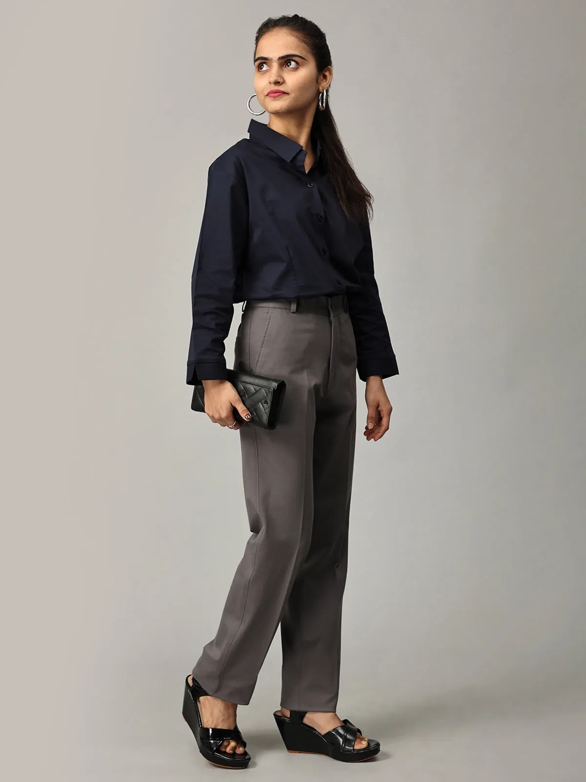 Light Grey Formal Straight Leg Pants