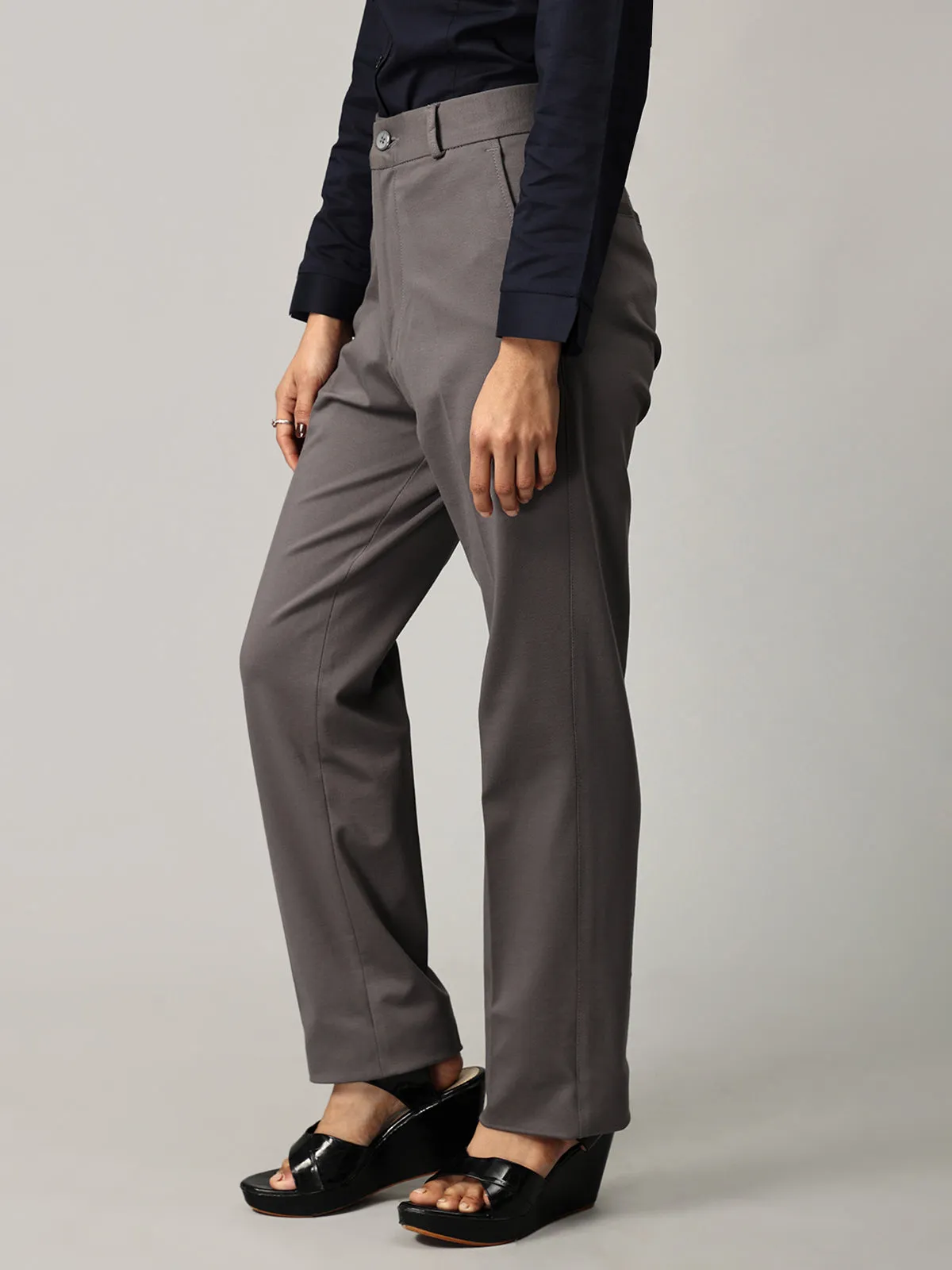 Light Grey Formal Straight Leg Pants