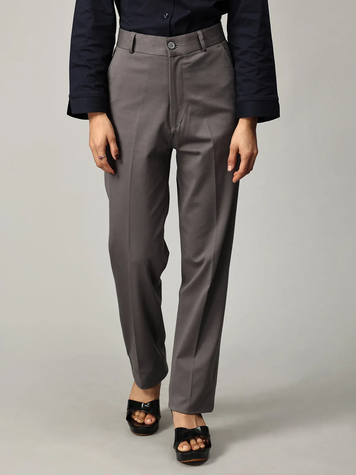 Light Grey Formal Straight Leg Pants