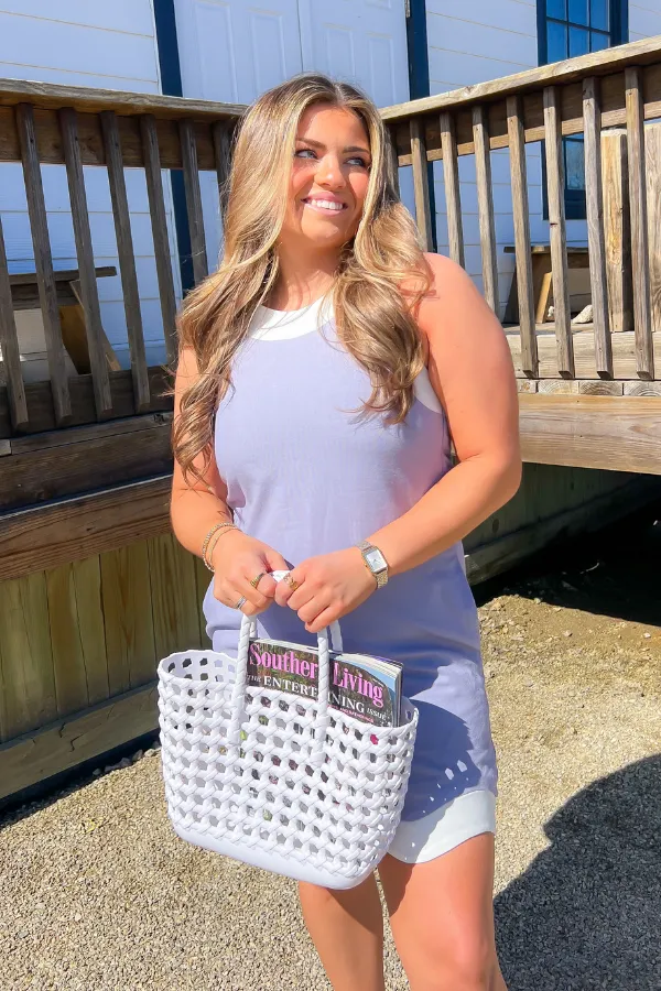 Linen Blue Wave Mini Dress