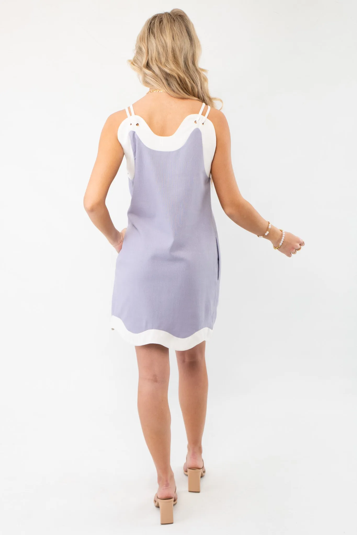 Linen Blue Wave Mini Dress