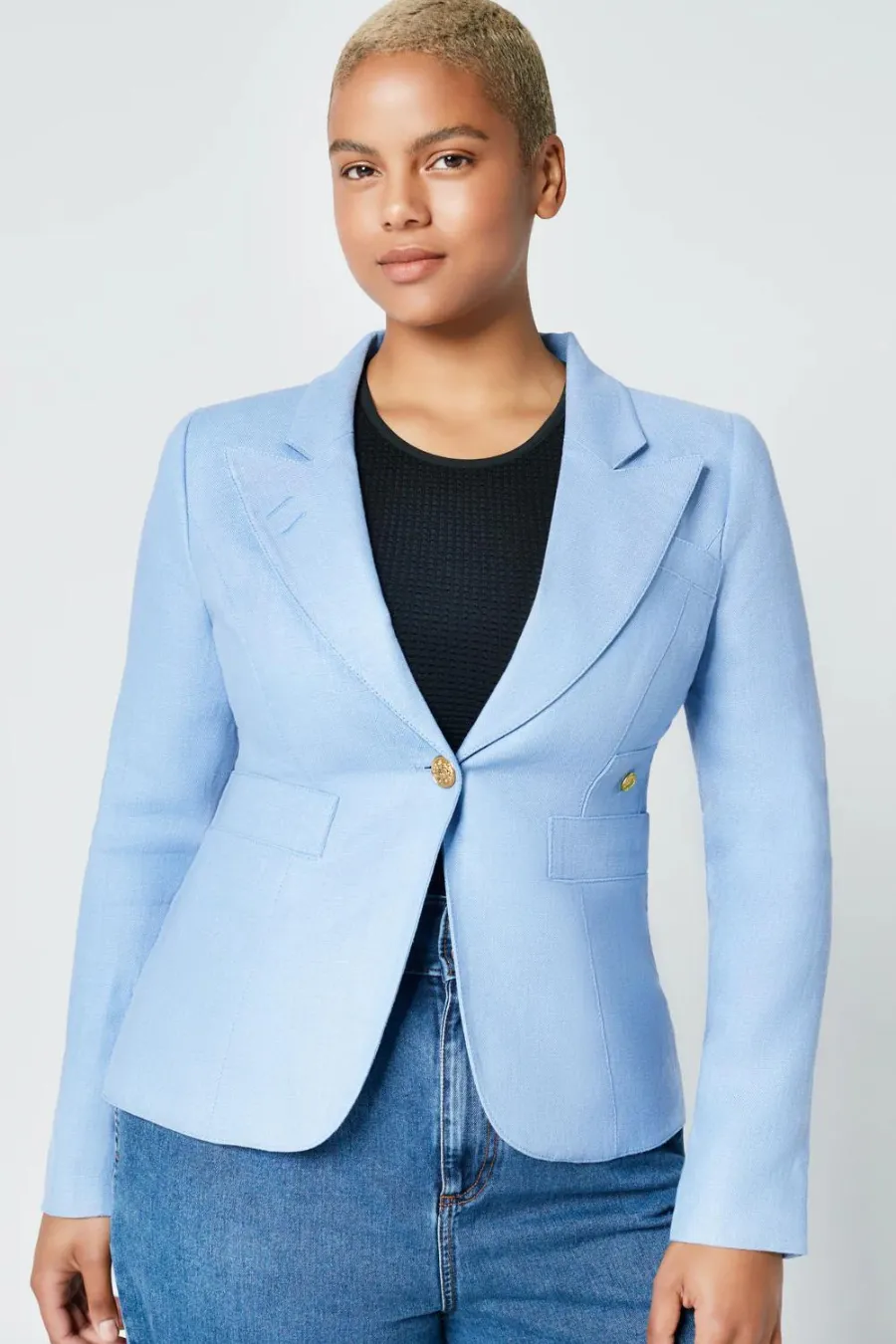Linen Duchess Blazer Periwinkle