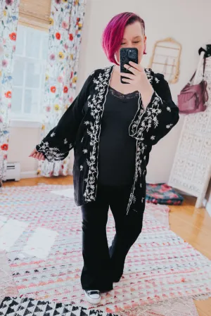 Matilda Floral Embroidered Duster • Black