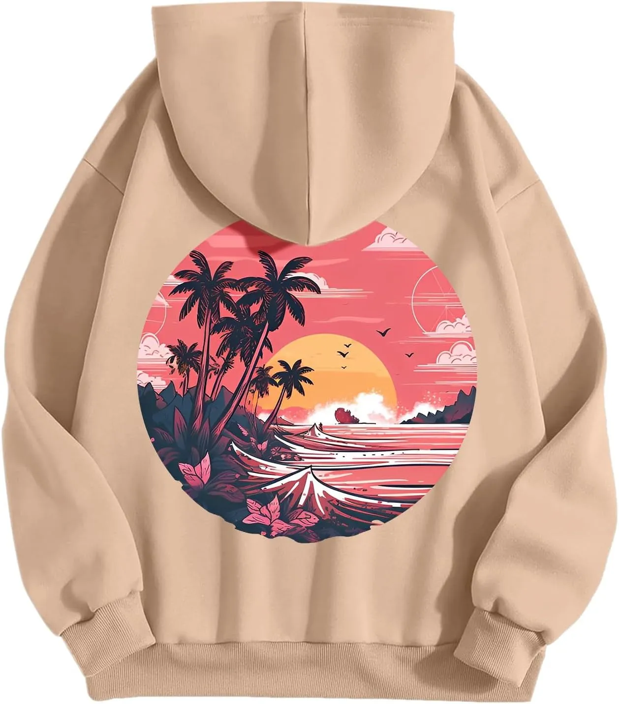 Meet Me at The Ocean Graphic Hoodie For Women Long Sleeve Preppy Sweatshirts Oversized Pullover Hoodies for Teen Girls