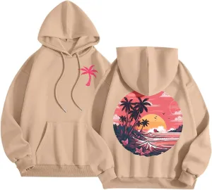 Meet Me at The Ocean Graphic Hoodie For Women Long Sleeve Preppy Sweatshirts Oversized Pullover Hoodies for Teen Girls
